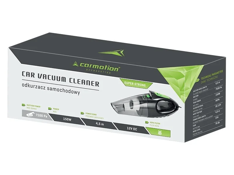 Odkurzacz samochodowy 12v 150w / 7500 pa z latarką led — ujęcie 2