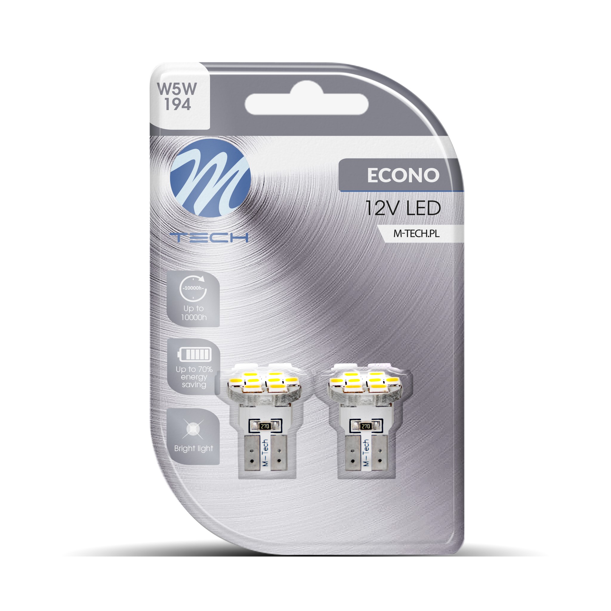 Żarówka LED W5W 0,86W12V 8SMD3528, 2 szt. M-Tech LB078W — ujęcie 3