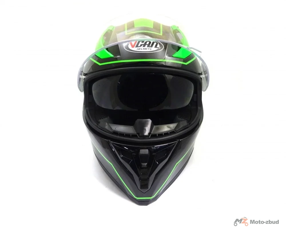 Kask VCAN model V128 3C integralny z blendą czarno-zielony M — ujęcie 2
