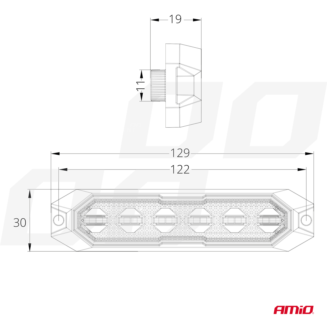 Lampa błyskowa ostrzegawcza płaska 6x3W LED R65 R10 12 V 24 V — ujęcie 5