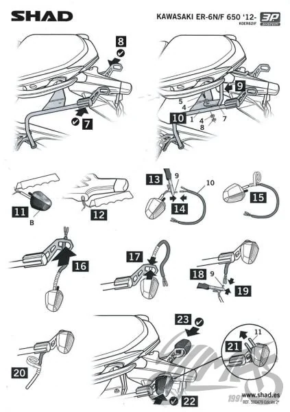 Stelaż kufra bocznego 3P SHAD do Kawasaki ER-6n / ER-6f — ujęcie 3