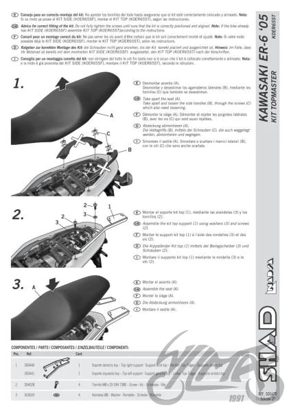 Stelaż kufra centralnego SHAD do Kawasaki ER-6n / ER-6f — 2006–2008 — KSHK0ER65ST — ujęcie 2