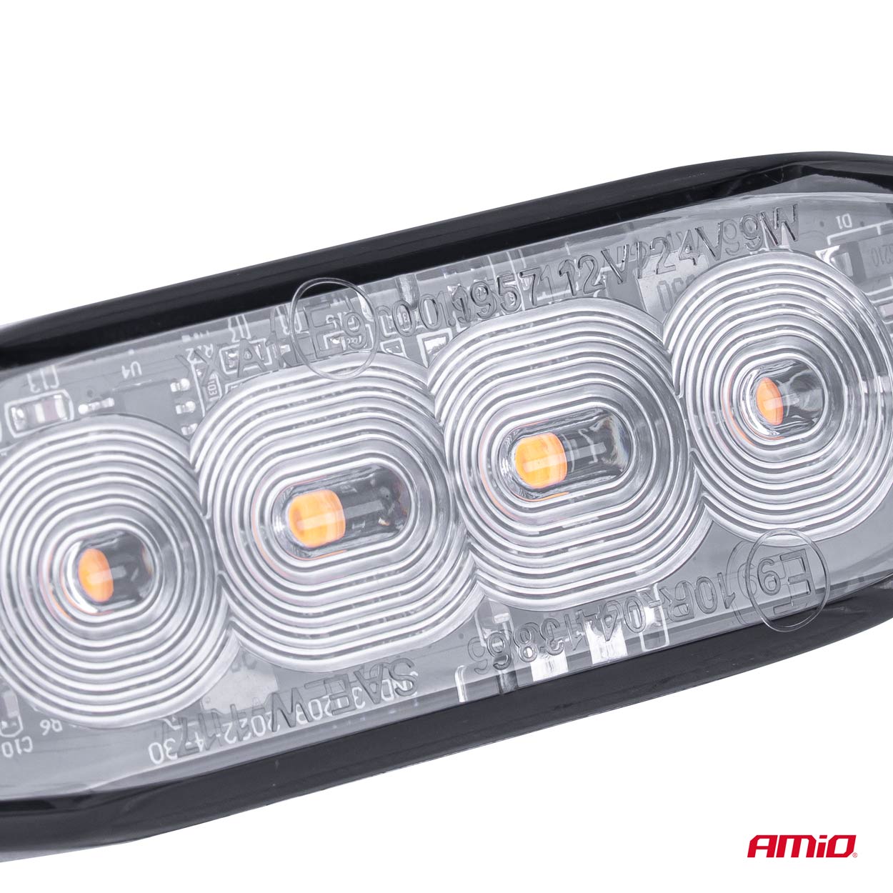 Lampa błyskowa ostrzegawcza płaska 4 LED R65 R10 12-24V — ujęcie 2