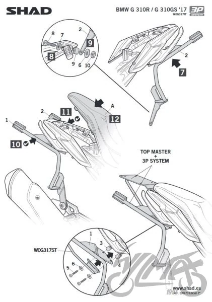 Stelaż kufra bocznego 3P SHAD do BMW G310R — ujęcie 3