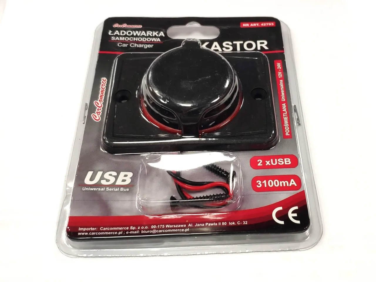 Ładowarka samochodowa / panel 2xUSB 12V-24V 3100mA KASTOR — ujęcie 2