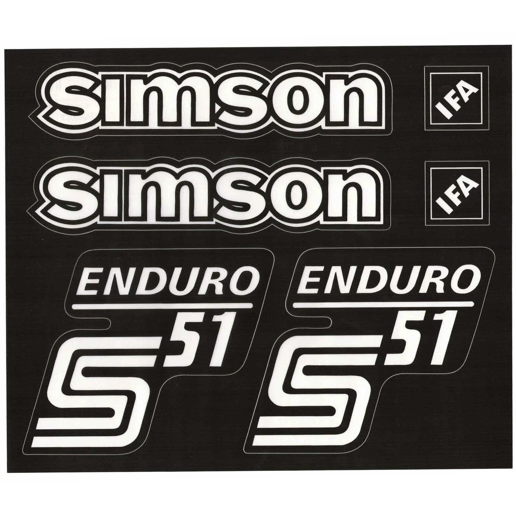 Naklejka Simson pokrywy i zbiornika S51 enduro IFA czarna / transparentna ciemna premium kpl. — ujęcie 2