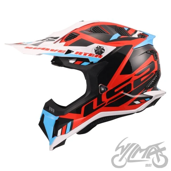 Kask crossowy LS2 MX700 Subverter Evo II Stomp White Blue Red — S — ujęcie 2