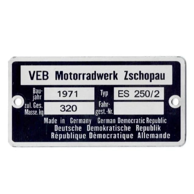 Tabliczka znamionowa MZ ES 250/2 PL — ujęcie 2