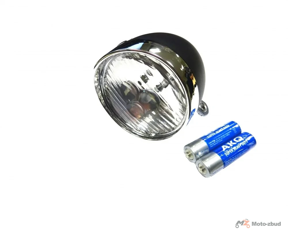 Lampa przednia 3 diodowa, retro na baterie czarna — ujęcie 2