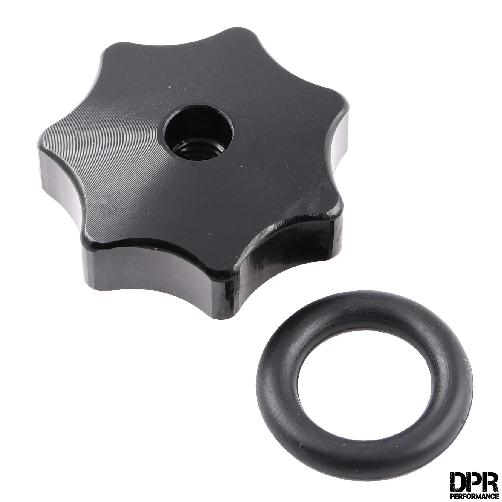 Nakrętka pokrywy bocznej / silnika Simson M6 aluminium CNC czarna DPR Performance — ujęcie 1