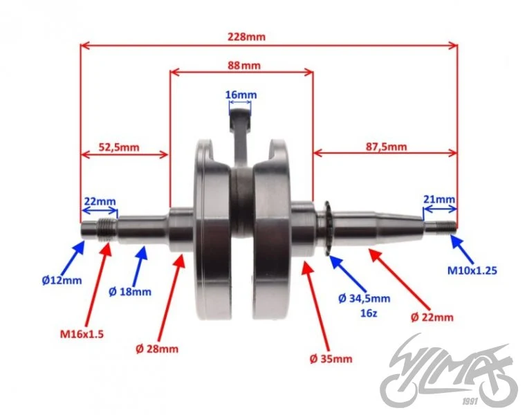Wał korbowy do Suzuki GN125 — sworzeń 14 mm — ujęcie 2