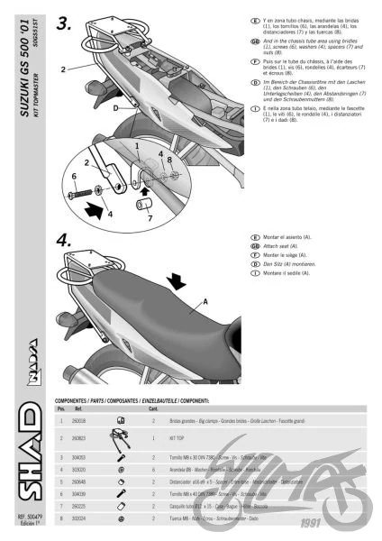 Stelaż kufra centralnego SHAD do Suzuki GS500 / GS500F — ujęcie 3