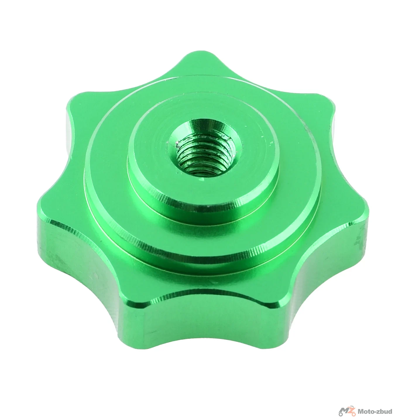 Nakrętka pokrywy bocznej / silnika Simson M6 aluminium CNC zielona DPR Performance — ujęcie 2