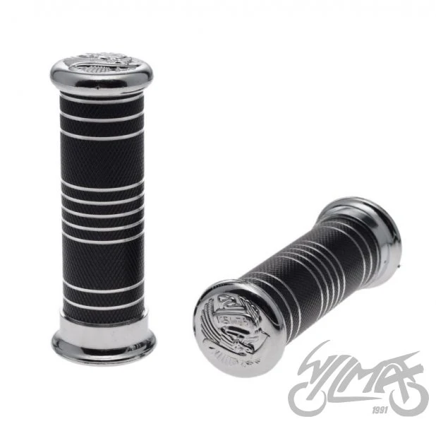 Czarne ryflowane manetki metalowe 7/8″ + 1″ — para — ujęcie 1