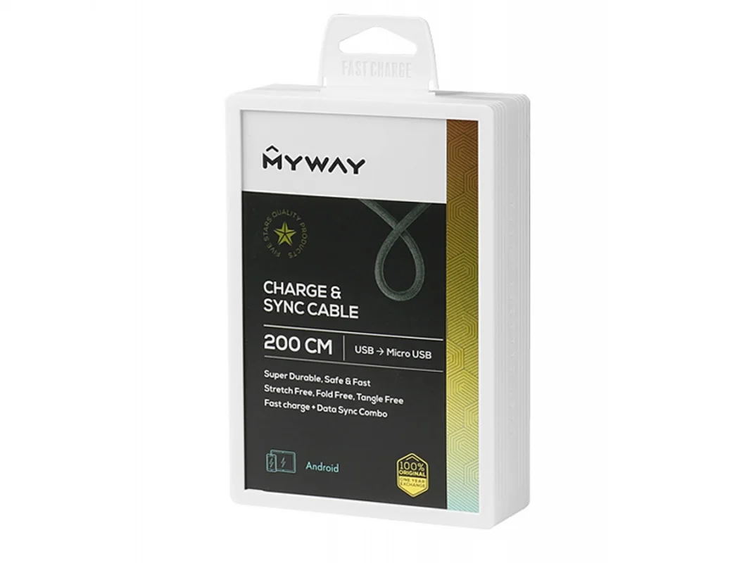 Kabel microUSB 200cm mikrofibrowy MYWAY — ujęcie 2