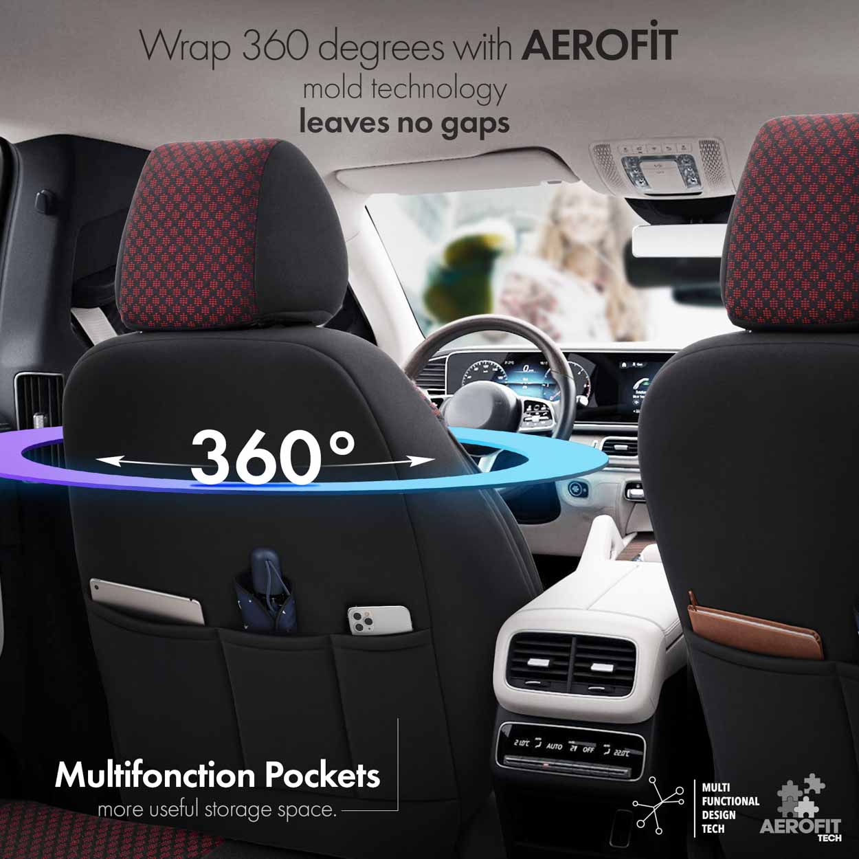 Komplet pokrowców na fotele samochodowe OTOM SPORT PLUS 103 BURGUNDY NZ — ujęcie 2