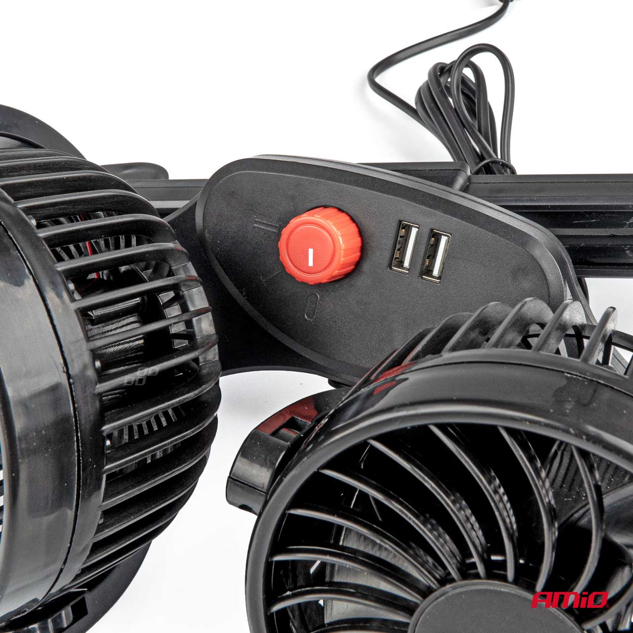 Wiatrak samochodowy wentylator na zagłówek z ładowarką USB 12 V — ujęcie 3