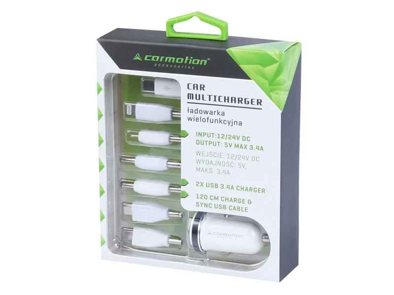 Multiładowarka 12/24V 2xUSB max 3.4A - 7 końcówek - biała — ujęcie 2