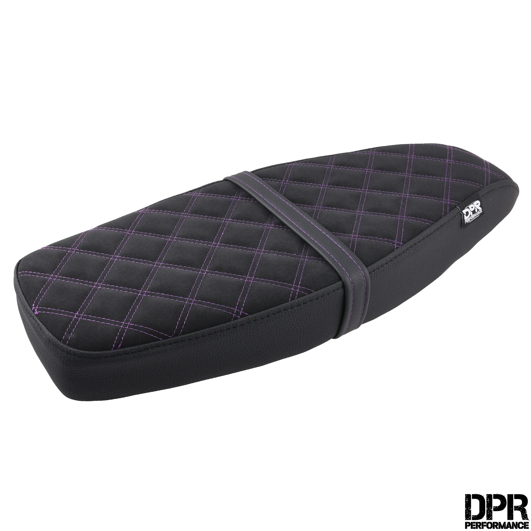Siedzenie Simson S50 S51 S70 tuning pikowane diamond czarne + fioletowo / czarne szwy DPR Performance — ujęcie 2