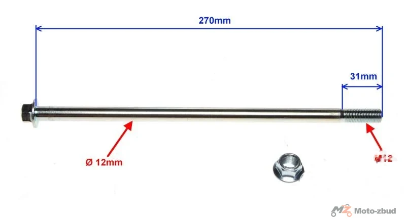 Oś wahacza tył ø12 × 270 Neken Shaft Street — Zipp Neken / Benzer Shaft — ujęcie 2
