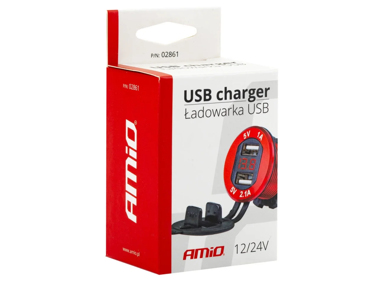 Ładowarka samochodowa z gniazdami 2xUSB 12/24V + tester napięcia (voltomierz) — ujęcie 2