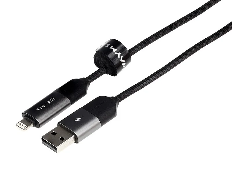 WAYME Kabel do ładowania i synchronizacji w oplocie z mikrofibry, 100 cm (4w1) USB / C > USB-C / Lightning max 60W — ujęcie 5