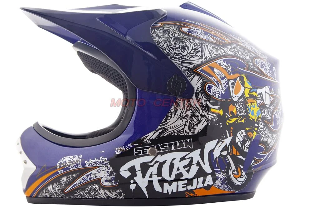 Kask crossowy City-Bike Dziecięcy WL-801A Junior Tatan niebieski XS — ujęcie 2