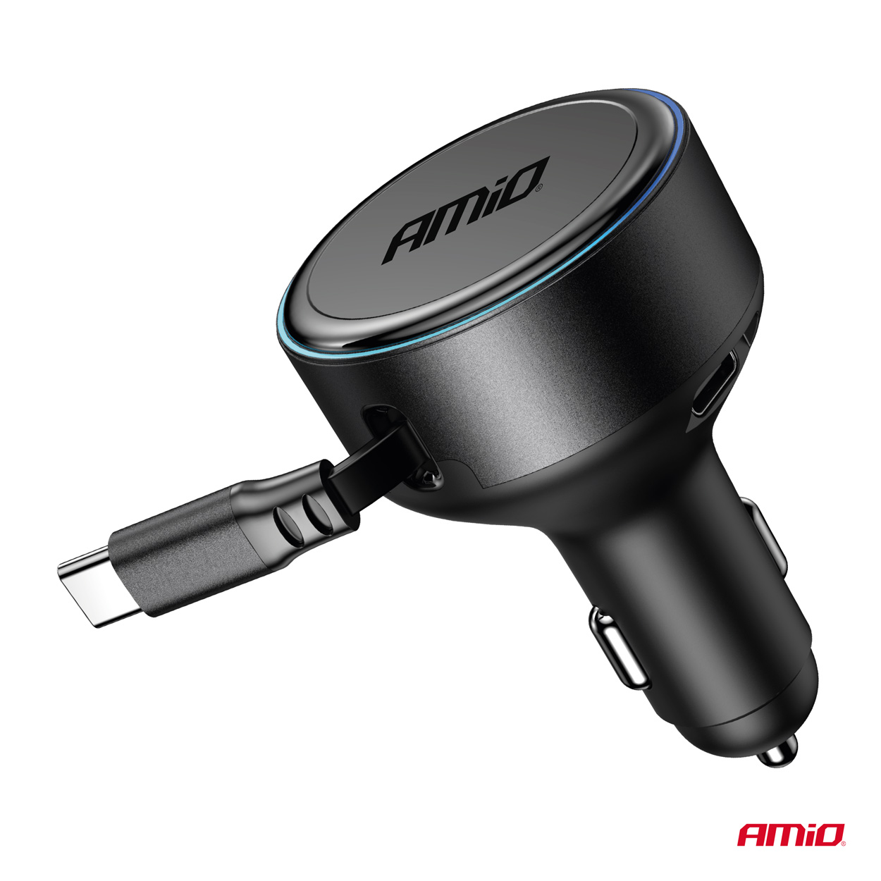 Ładowarka samochodowa ze zwijanym kablem typu C + USB-C 12 V 24 V 60 W — ujęcie 2