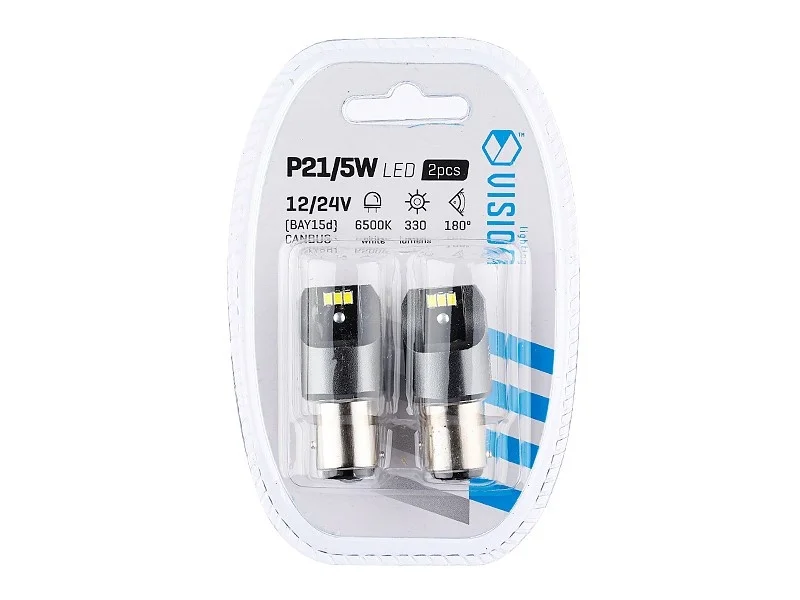 Żarówka BAY15D P21/5W 12V/24V 6x3020 SMD LED CANBUS NONPOLAR biała VISION (2szt.) — ujęcie 2