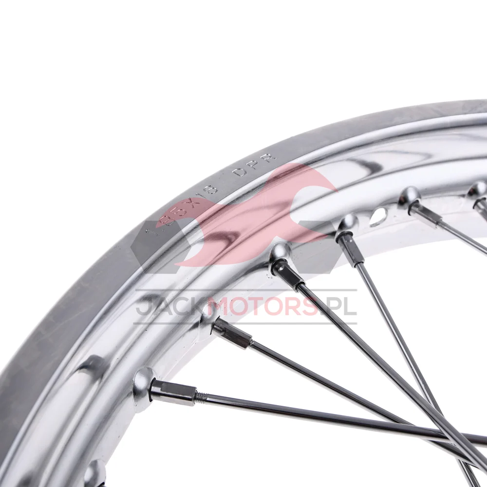 Koło jezdne Simson S51 1,85 × 16 chrom DPR Classic srebrna piasta + szprychy INOX — ujęcie 2
