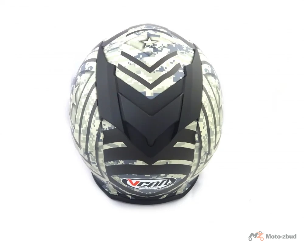 Kask VCAN model V126 flat Black type 15 integralny z blendą czarny mat z grafiką XL — ujęcie 3