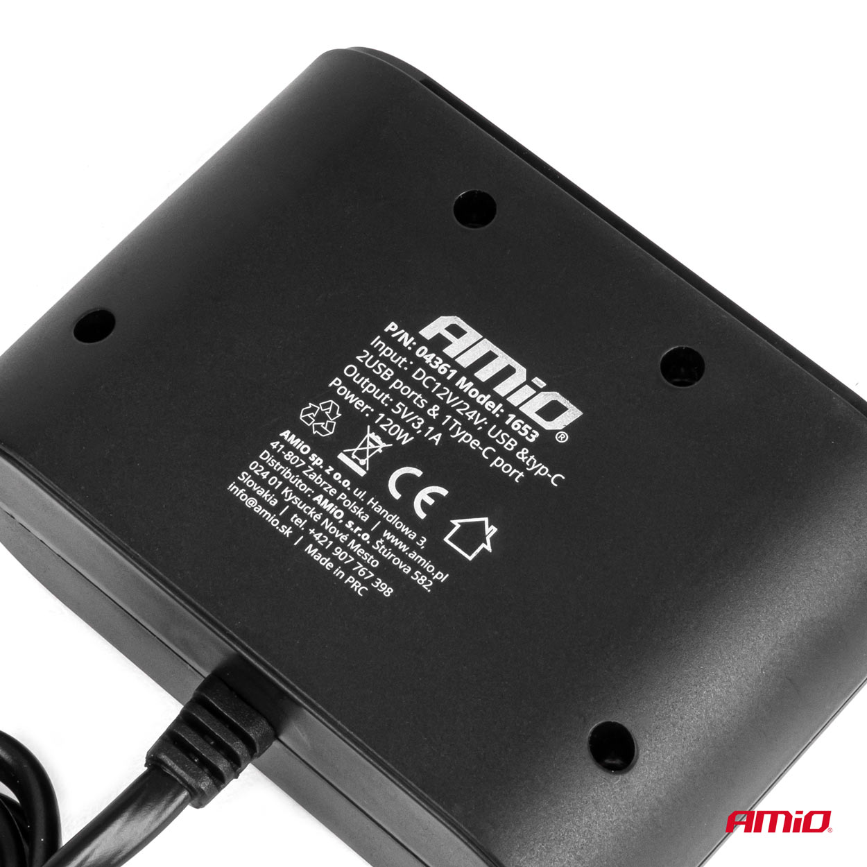 Rozdzielacz gniazda zapalniczki z ładowarką 2x USB-A 1x USB-C 12 V 24 V 120 W 70 cm — ujęcie 5