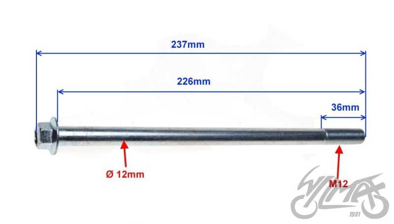Oś koła przód ø12 × 226 — Longjia XT50QT-K Exactly — ujęcie 2
