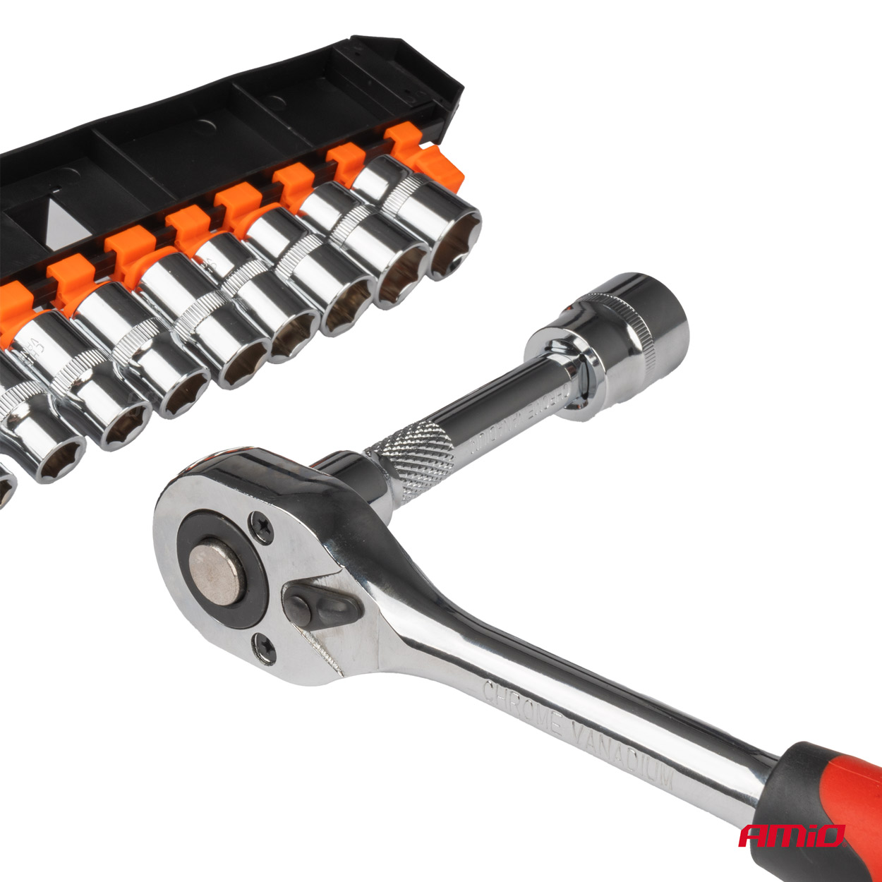 Klucz nasadowy grzechotka zestaw 11 szt 1/2" 10-24mm — ujęcie 4
