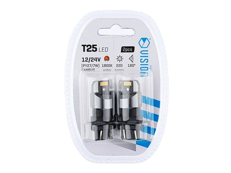 Żarówka PY27/7W T25 12V/24V 6xLED SMD3020 CANBUS NONPOLAR pomarańczowa VISION (2szt.) — ujęcie 3