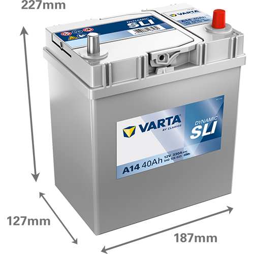 Akumulator 40 Ah 330A 187×127×227/P+ Varta 540126033K262 — ujęcie 2