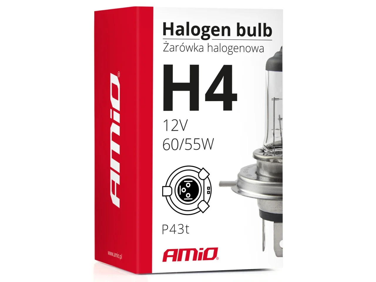 Żarówka H4 12V 60/55W Amio filtr UV (1szt.) — ujęcie 2