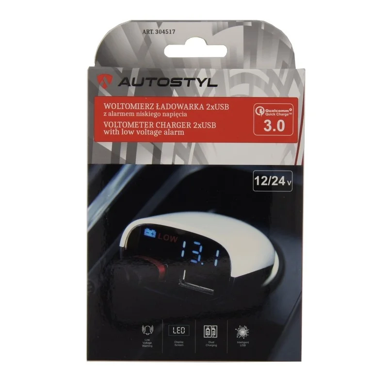 nr. kat. A304517 ŁADOWARKA 2xUSB WOLTOMIERZ ALARM NISKIEGO NAPIĘCIA 8-30V 2xUSB 3.4A +ALARM — ujęcie 2