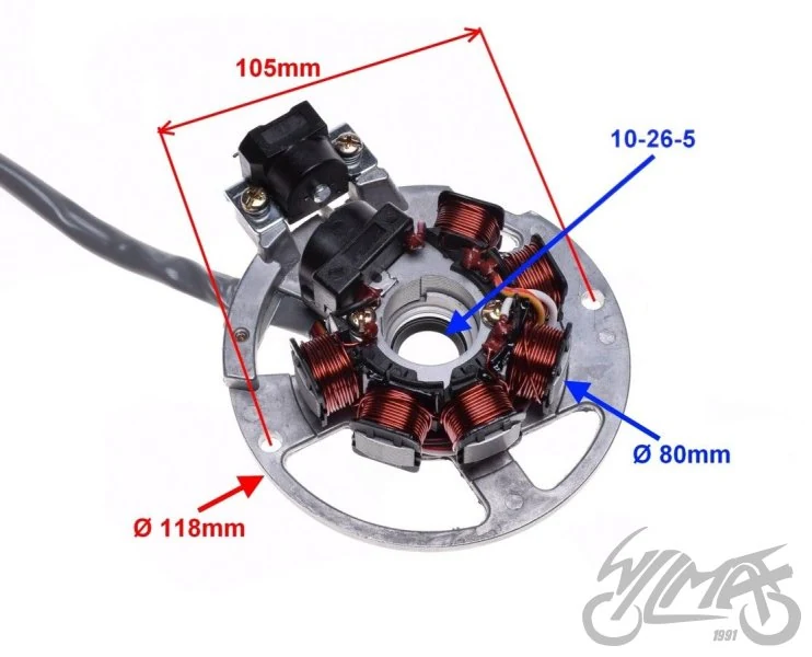 Stator 7 cewek do Aprilia SR50 — 1994–2001 — ujęcie 2