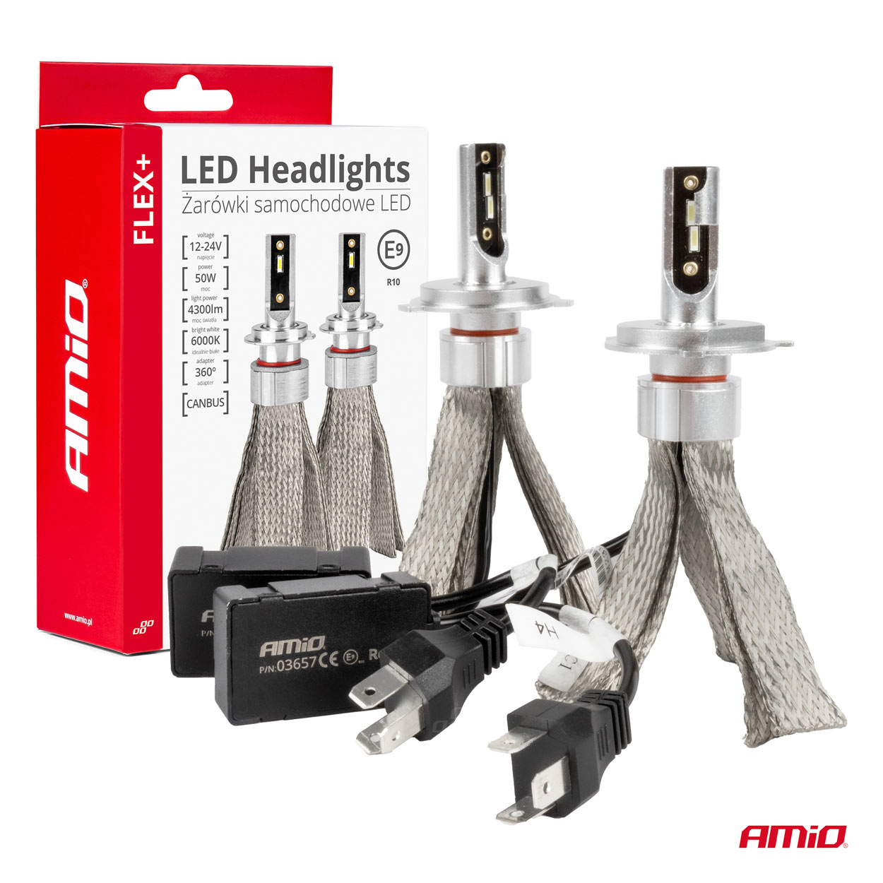 Żarówki samochodowe LED seria FLEX+ H4/H19 6000K 12 V 24 V Canbus AMIO-03657 — ujęcie 6