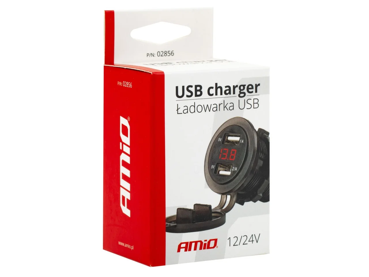 Ładowarka samochodowa z gniazdami 2xUSB 12/24V + tester napięcia (voltomierz) — ujęcie 2