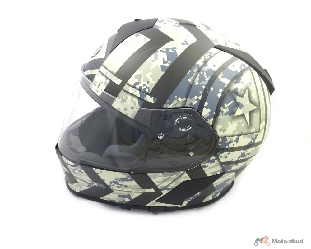 Kask VCAN model V126 flat Black type 15 integralny z blendą czarny mat z grafiką XL — ujęcie 2