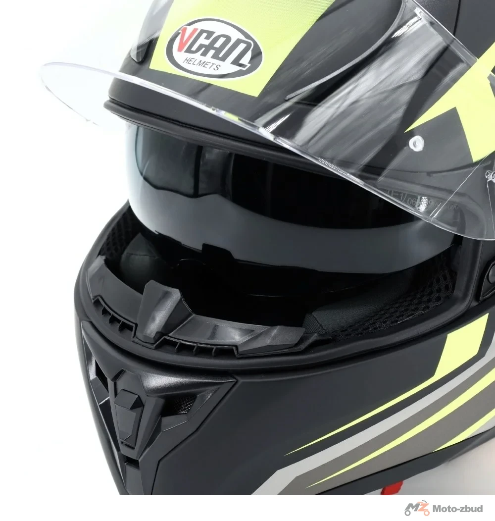 Kask VCAN model H128 gravity-fluo yellow integralny z blendą czarny mat-żółty S — ujęcie 3