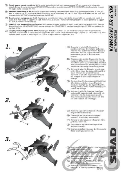 Stelaż kufra centralnego SHAD do Kawasaki ER-6n / ER-6f — 2009–2011 — KSHK0ER69ST — ujęcie 2
