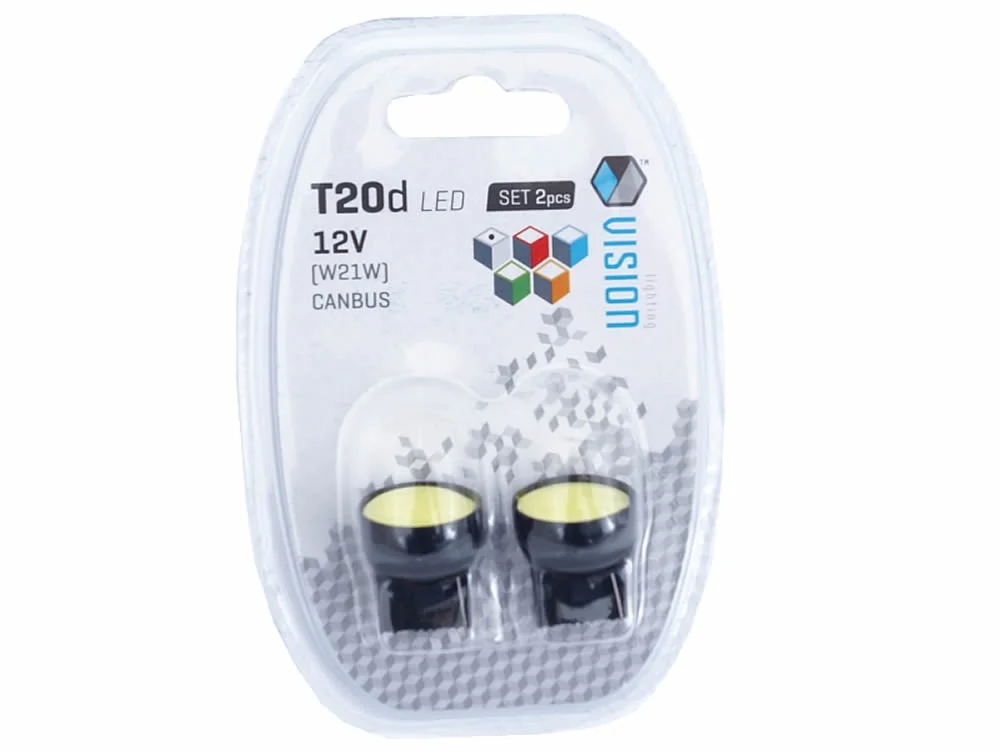 Żarówka W21W T20d 12V 1 COB LED CANBUS biała (2szt.) — ujęcie 2