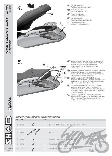 Stelaż kufra centralnego SHAD do Yamaha X-Max 125 / X-Max 250 — 2005–2009 — KSHY0XM25ST — ujęcie 4