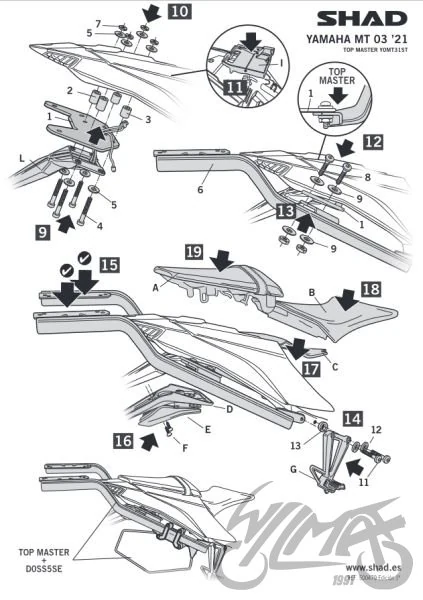 Stelaż kufra centralnego SHAD do Yamaha MT03 — ujęcie 3