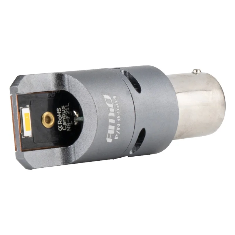 Żarówka PY21W 12V/24V 2xLED SMD1860 CANBUS pomarańczowa / wentylator AMIO (2szt.) — ujęcie 4