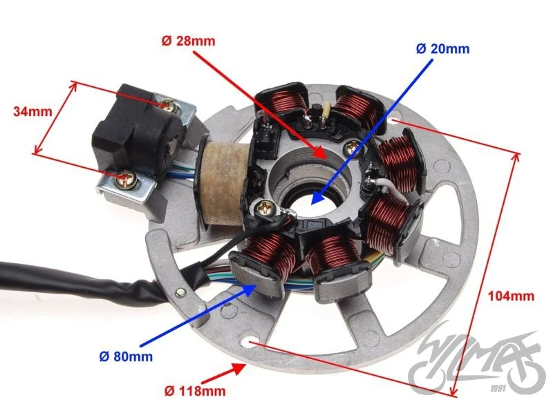 Stator zapłonu 7 cewek 6 przewodów 2T — Longjia XT50QT-K Exactly — ujęcie 2