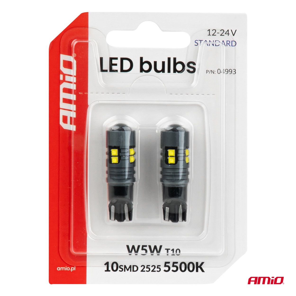 Żarówki LED STANDARD W5W T10 2525 10SMD białe 12 V 24 V — ujęcie 4